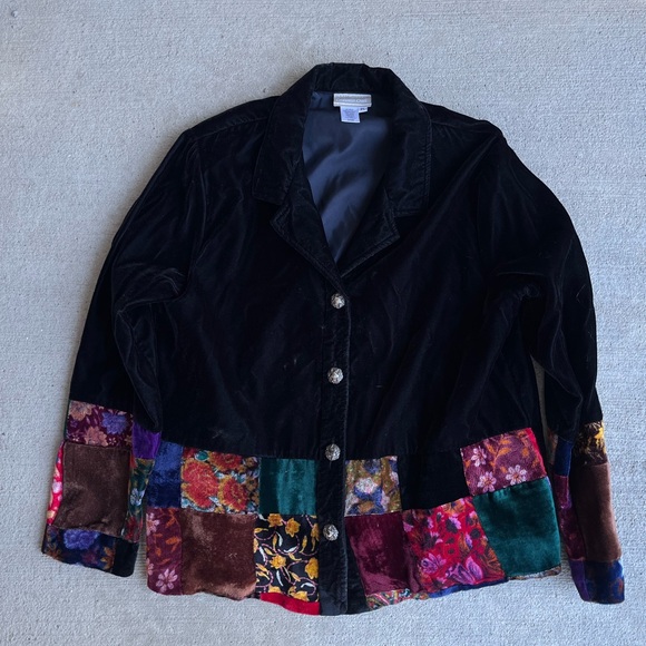 Coldwater Creek Tops - Vintage 90s coldwater creek velvet patchwork boho bohemian blazer jacket shirt